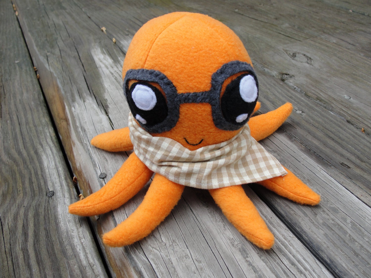 Orange Hipster Octopus Plushie