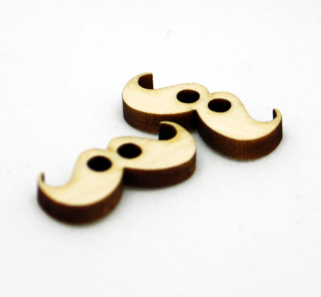 Mini Mustache Buttons, Set of 2, Laser Cut Wood, Button for Stuffed Animals
