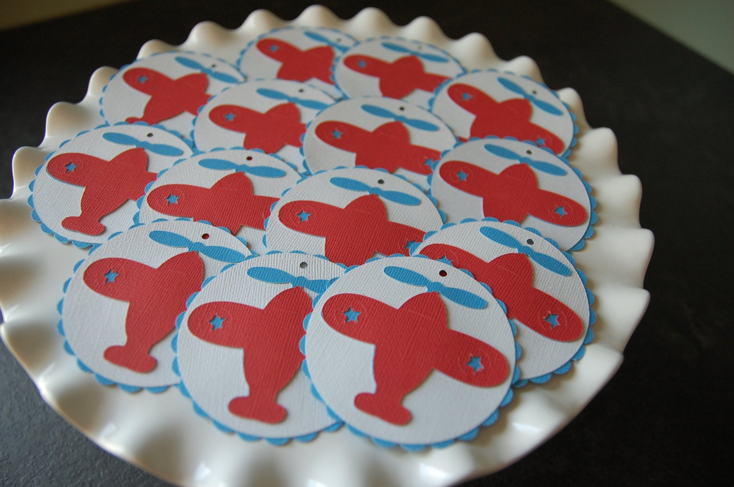 Airplane Favor Tags, Airplane Tags, Airplane Birthday, Party, Decortions, Airplane Baby Shower, 12 Pcs, Red White Blue