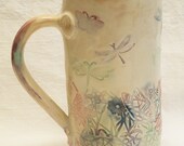 Stoneware 20oz dragon and butterfly coffee mug 20C099