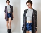 Silver and Black Polka Dotted Vintage Cardigan