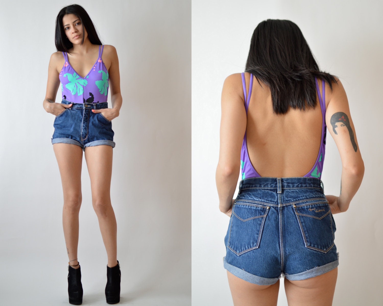 Vintage 1990's Colorful Backless Bodysuit