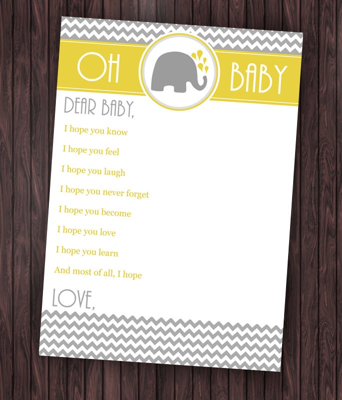 Printable Baby Shower Game "Best Wishes" - Chevron Elephants