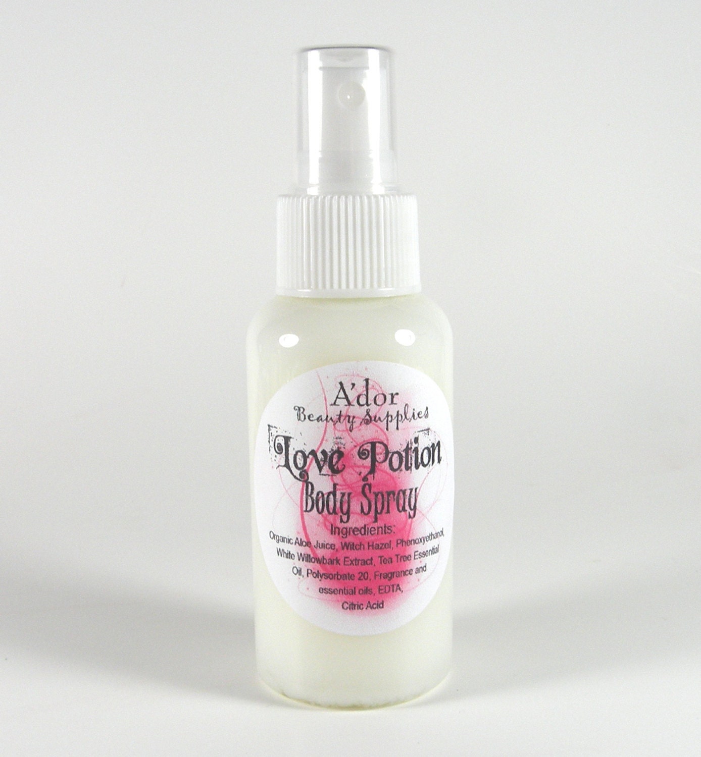 Love Potion Scented Body Spray 3oz. Made with Organic Aloe Juice