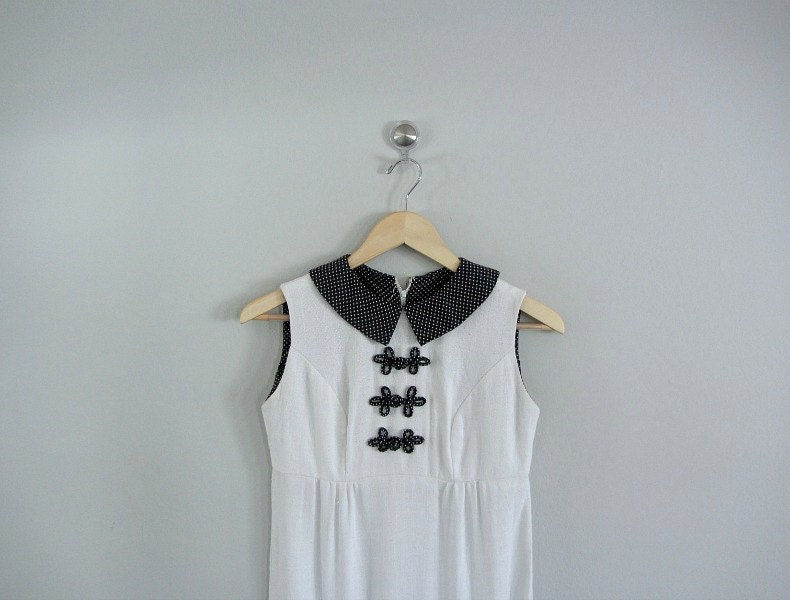 1960s nautical dress . 60s summer dress . white vintage shift dress