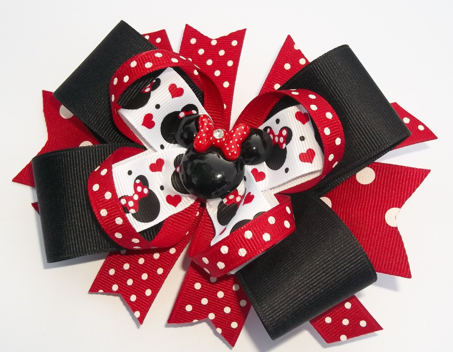 Minnie Boutique Mouse Head Black And Red Miss Minnie Hair Bow - Baby, Girls all ages