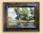 Silent Sunday, FRAMED art.  ORIGINAL 12X16 inches. Ready to hang.