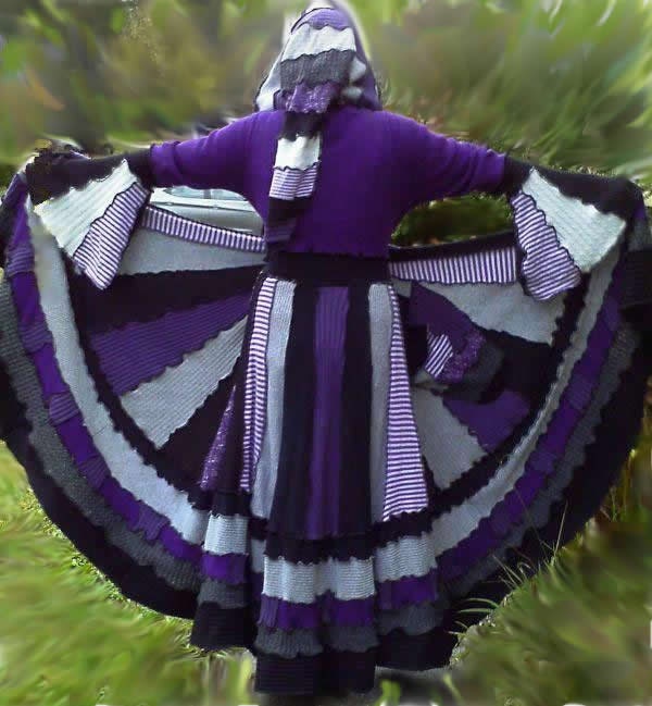 Custom designed elf coat of upcycled sweaters in your choice of color palettes
