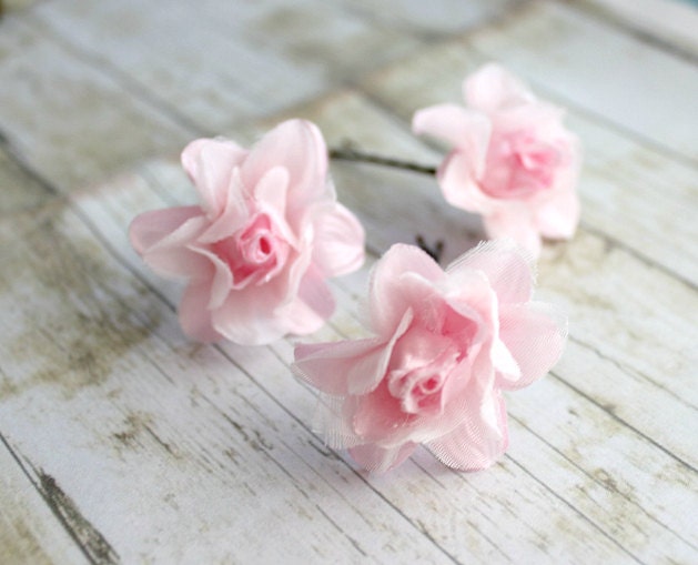 Pink Flower Hair Pins. Woodland, Summer,  Spring, Bridal. Weddings. Flower Hair Clip. Hair Accessories. Set of 3