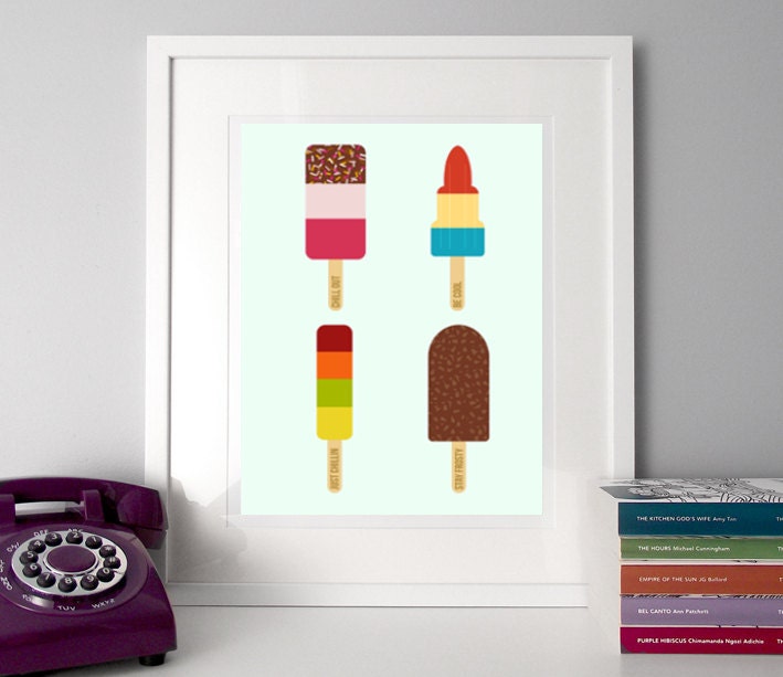 Illustration Ice cream, lolly summer kitchen art, quotes