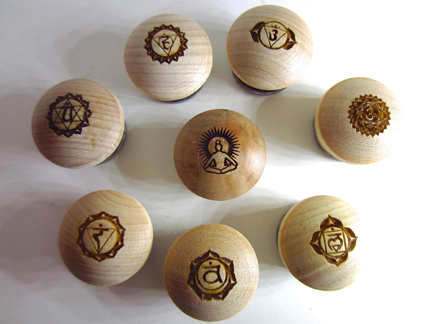 Chakra Rubber Stamp Set Upgrade with Wood Engraved to matching stamps