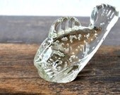 Vintage Art Glass Fish Paperweight, Heavy Controlled Bubble Beach Office Decor