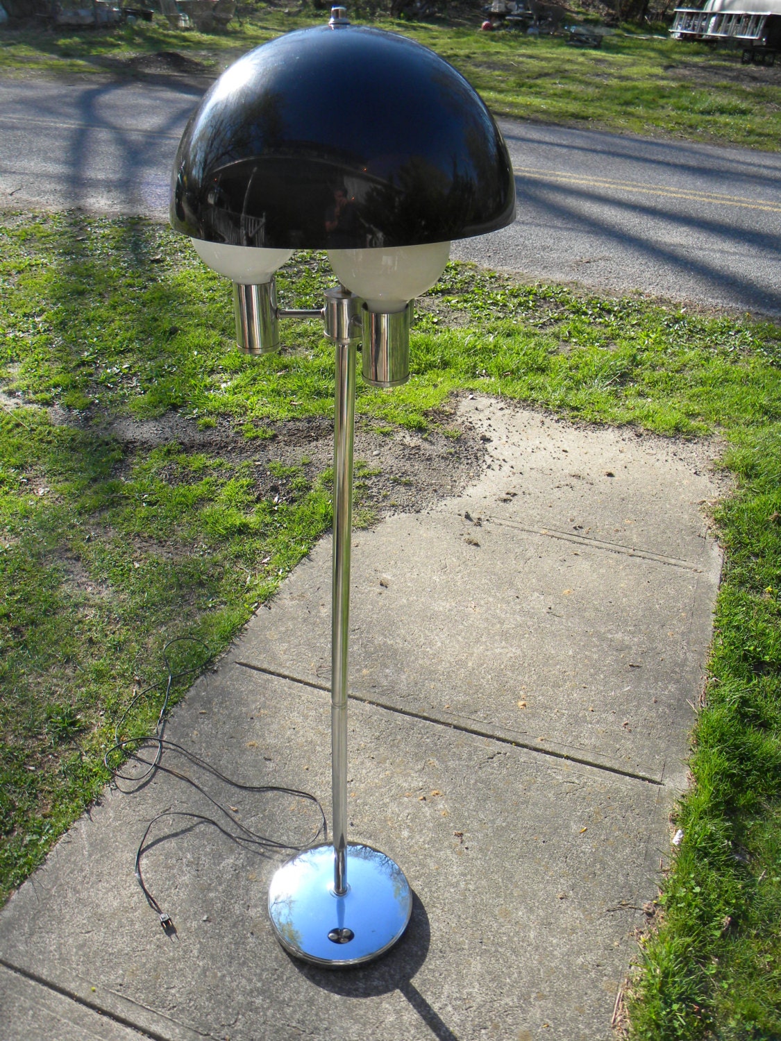 nice clean vintage1970s mid century eames era retro space age 3 way CHROME FLOOR LAMP