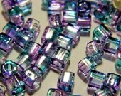 Toho Hybrid 4mm Pink and Blue Glass Cube Beads