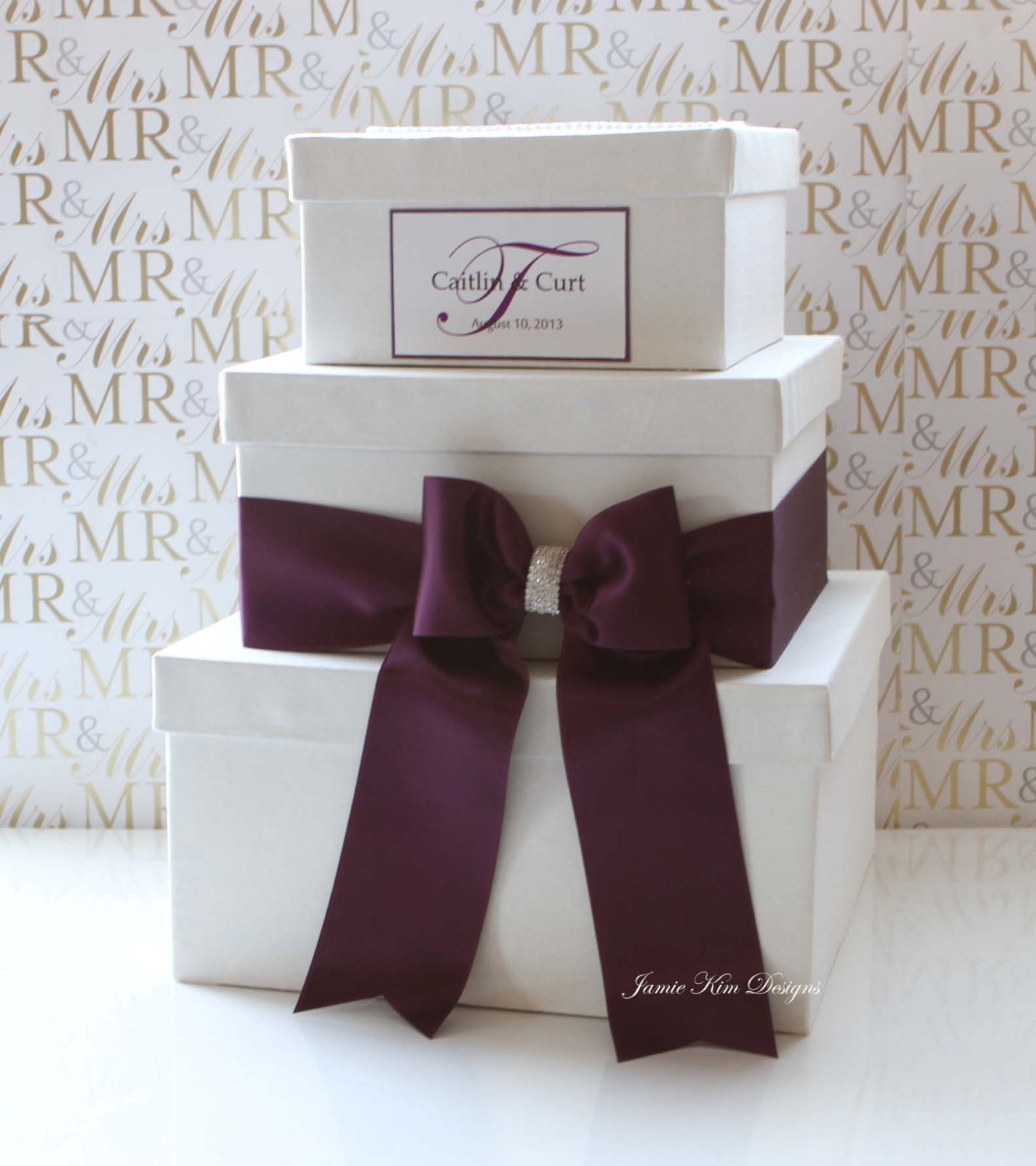 Wedding Card box Money Box (Rhinestones around the card slot)