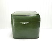 Mid Century Ottoman Avocado Green Footstool Vintage Hassock Vinyl