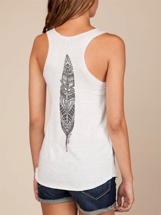 Feather Tank - Eco-friendly flowy tank top shirt in Eco-ivory White
