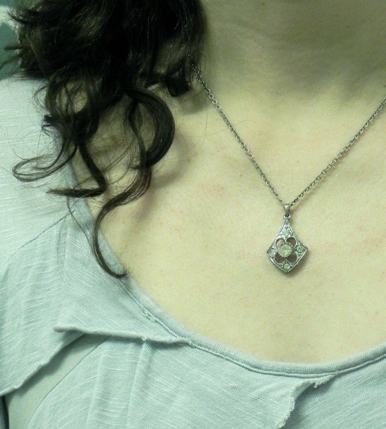 Vintage 1960's Sarah Coventry Rhinestone Necklace // Silver Necklace // Vintage Rhinestone Necklace