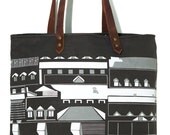 Organic Roofline Tote Bag - Gray with White