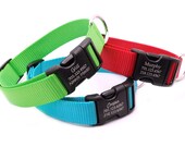 Heavy Duty Webbing Dog Collar with Personalized Plastic Buckle - 22 Colors