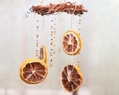 Mobile - Decoration - Garland - Home Decor - Natural Elements - Rustic Mobile - Brown Orange - Nature Woodland Country - Eco Friendly