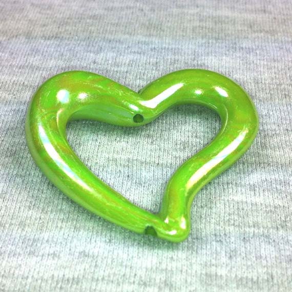 10 Pece lot Acrylic AB Style Heart Beads (Green)  Jewelry Making Supplies Crafts - KarPenaEnterprises