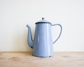 Vintage French Coffee Pot // Enameled Metal // French Country // Speckled blue enamelware // rustic home decor // shabby chic