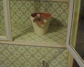 Sale Vintage Furniture Dining Room Cabinet Upcycled Vintage Roses Wallpaper Charming Cottage Furniture