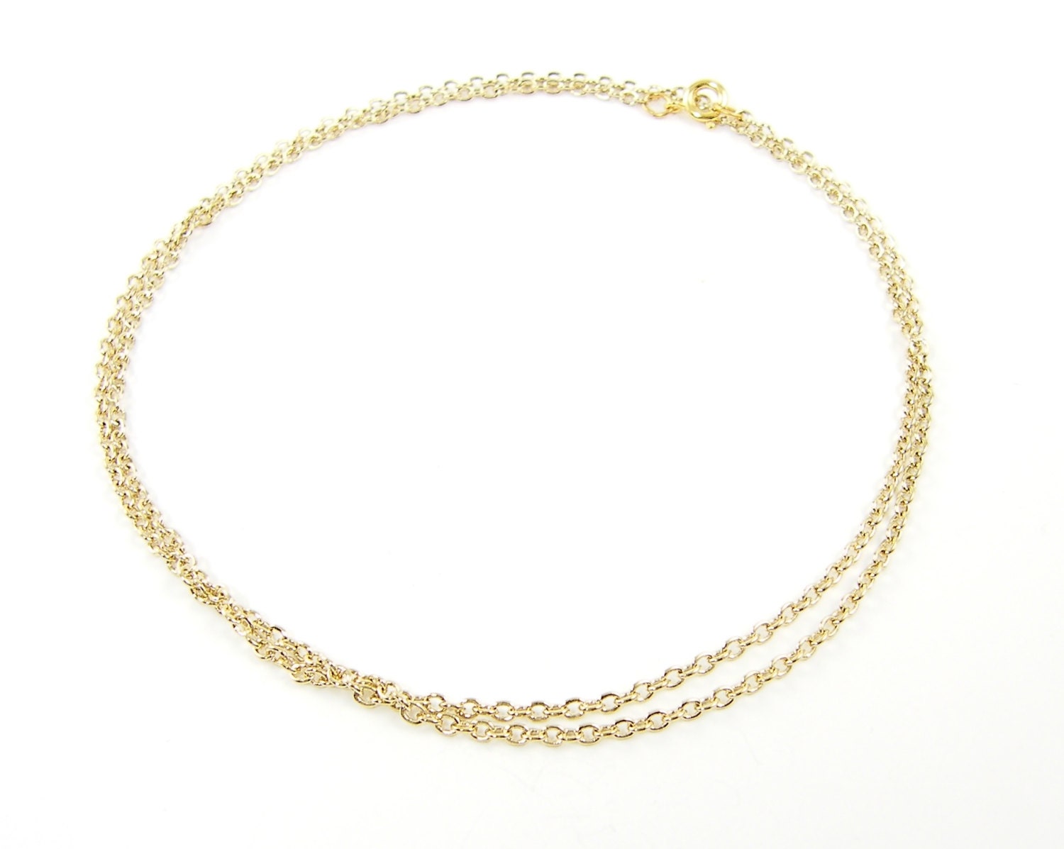 Gold Plated Chain Necklace - 30 Inch Small Link Gold Plated Cable Chain