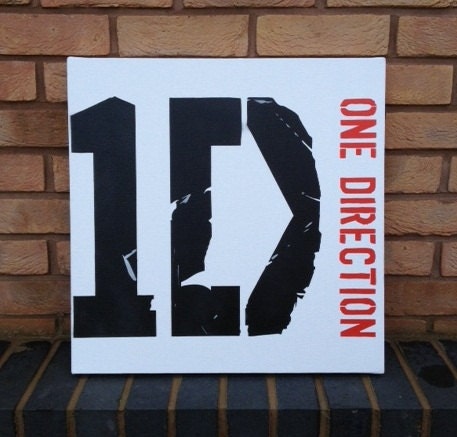 One Direction Logo - Handmade Spray painted Stencil Painting on Canvas (Wall Art) 1d