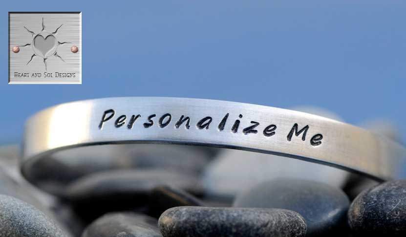 Made to Order - Personalized Hand Stamped Custom Narrow Aluminum Bracelet Cuff