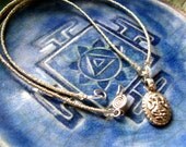 Ganesh necklace with faceted labradorite & silver glass beads / delicate beaded yoga necklace