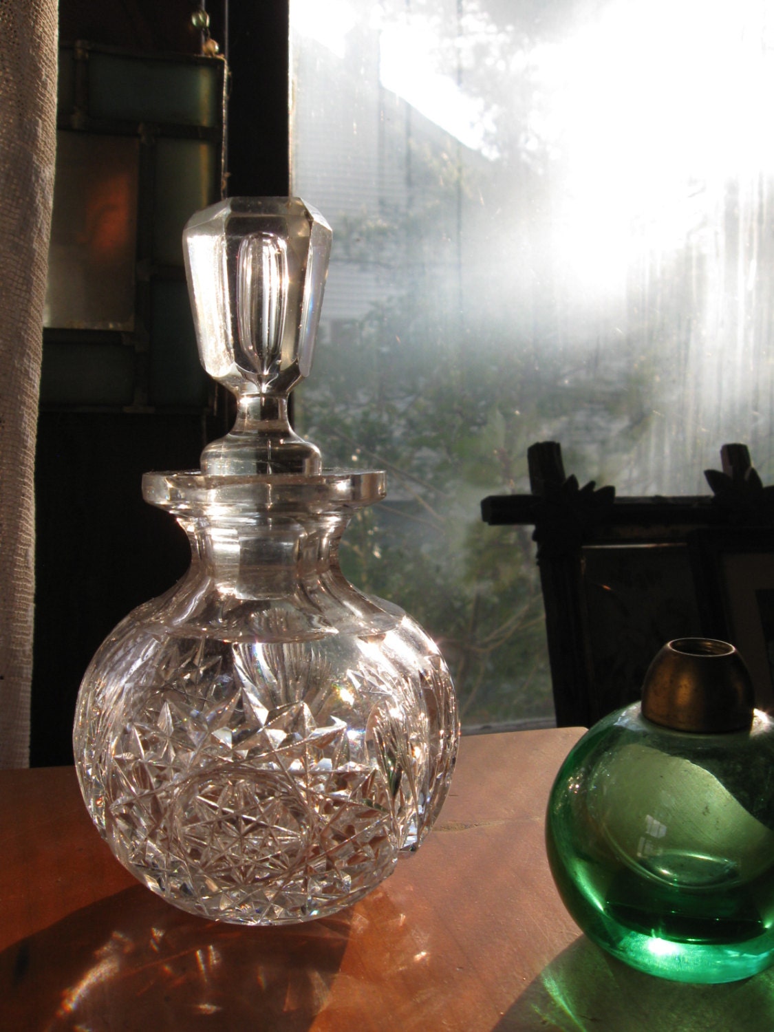 Antique Brilliant Cut Glass Cologne Perfume Bottle c. 1890s