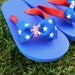 Red white and blue flip flops 4th of July --patriotic Stars and Stripes Bow  baby Toddler and youth sandals