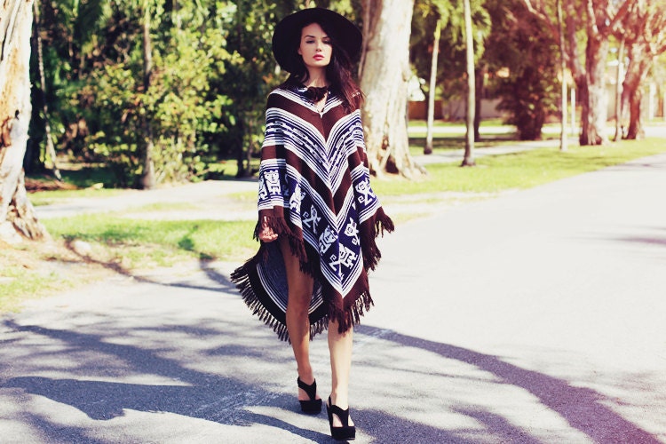 1960s Brown Ethnic Fringe Festival Poncho