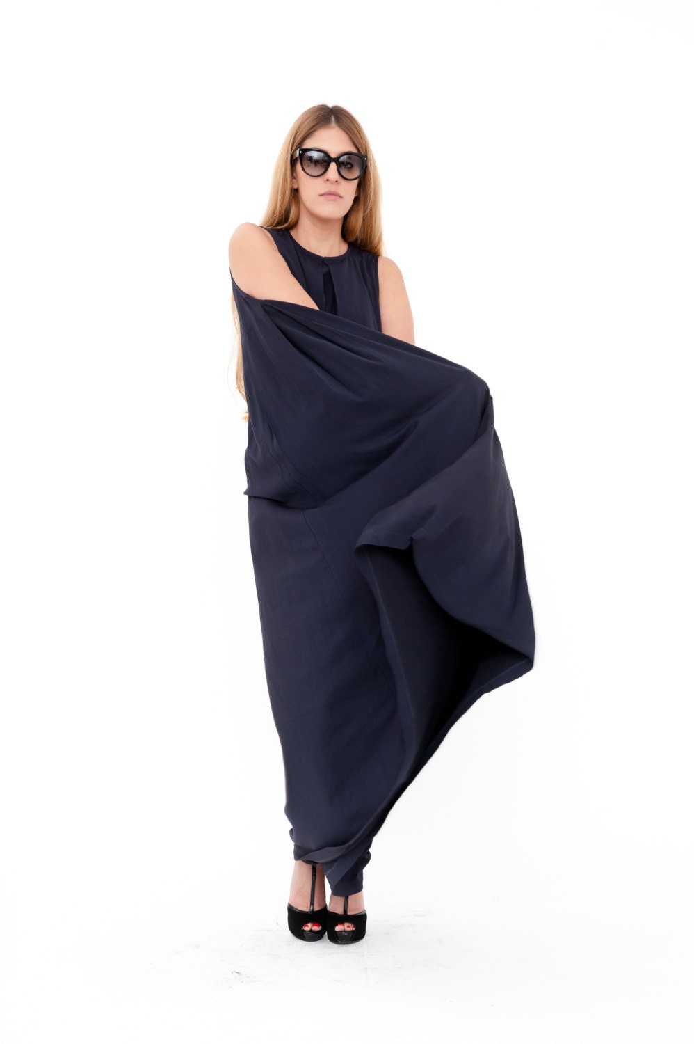 Long evening dress, womens maxi dresses, navy blue dress