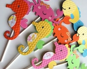 Under the Sea Ocean Themed Birthday Cupcake Toppers 12pc Made to Custom Order