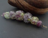 Handmade floral Lampwork bead set SRA CPteam FHFTeam