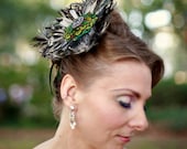 Pewter and Peacock Feather Fascinator/Brooch