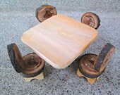 Woodland Miniature Table and Four Chairs Fairy Garden Container Garden Furniture