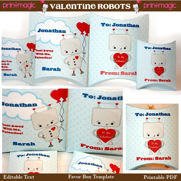 Instant Download Valentine Gift Box with CHANGEABLE text - Printable PDF