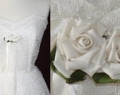 50s lovely strapless lace formal  or wedding dress formal ivory lace overlay, perfect condition,