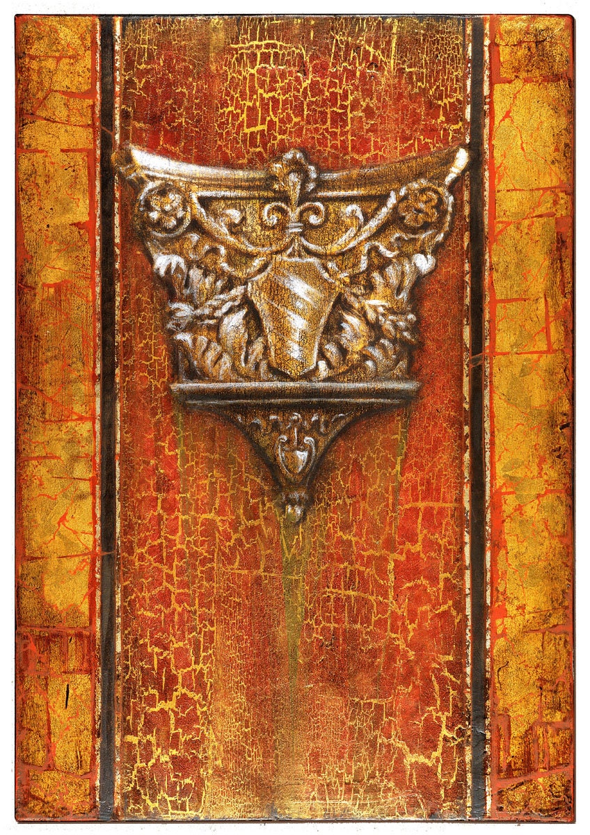Decorative Neoclassic Arts Shabby Chic Hand Painted wood panel - Wall art plaques handmade - Old World home decoration