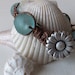 Woven Leather Bracelet "Cape Verde" Seafoam Green Daisy Recycled Glass Boho Macrame Surfer Style "Betty Bracelet"