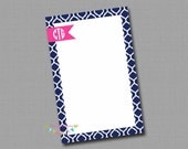 Personalized Notepads - Navy Quatrefoil