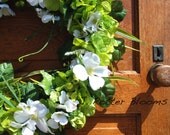 Hydrangea, Lime Green Front Door Decor, Secret Garden, Summer-Spring Silk Wreath, White Dogwood, Meadow Wreath, Cottage Decor, Wedding Decor