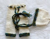 Newborn Set, Newborn Hat, Newborn Pants, Photo Prop, Cream & Teal