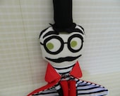 Mr. Abrogast Rag Doll Handmade Art Doll, Top Hat
