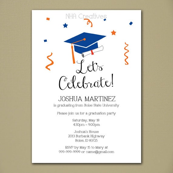 Custom Graduation Invitation - Let's Celebrate - DIY Printable Digital File
