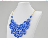 Royal Blue Bib Necklace,Chunky Necklace, Statement Necklace (FN0511-Royal Blue)